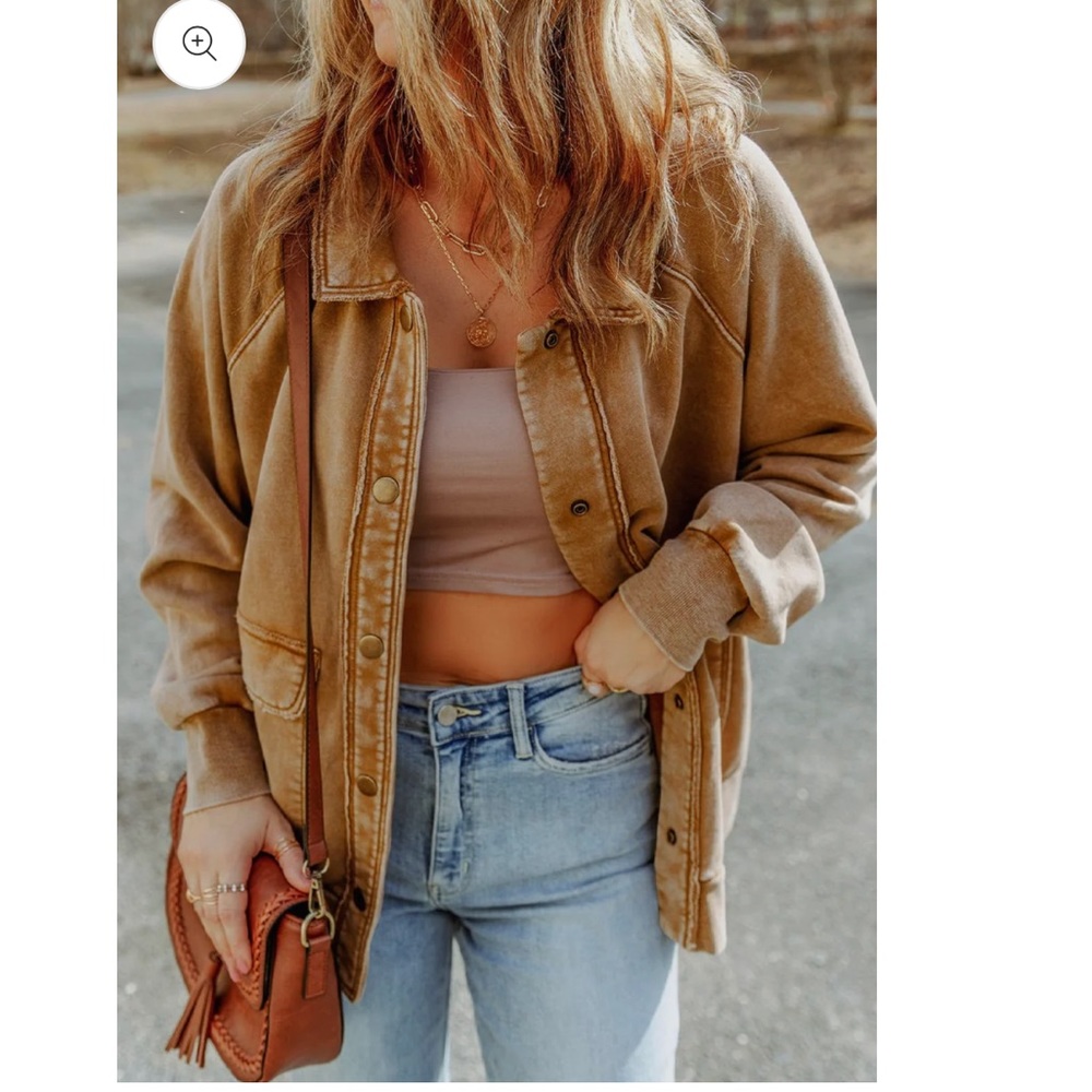 Khaki vintage wash shacket